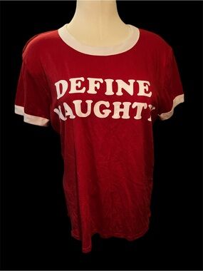 PINK Victoria's Secret Red Ringer Tee with White Logo